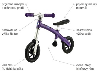 Popis dětského odrážedla Micro G-Bike Light Purple